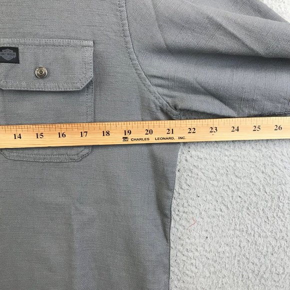 Harley-Davidson Men's Solid Grey Snap On Button woven shirt size M - Picture 6 of 9